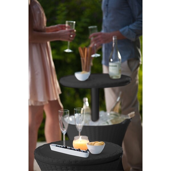 Keter Pacific Cool Bar Outdoor Side Table 7.5 Gallon Cooler Ice Chest Furniture For Patio Lawn and Garden，Dark Grey