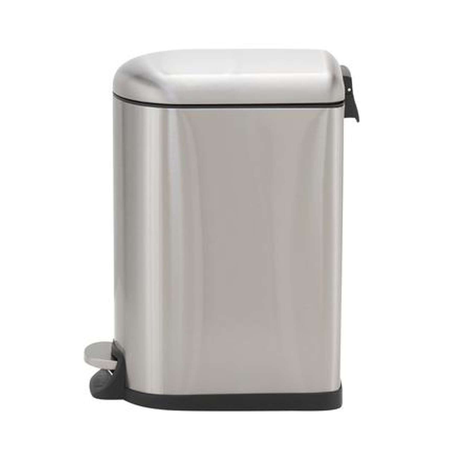 Household Essentials Tuscany 2.6 gal Silver Stainless Steel Narrow and Step Pedal Wastebasket