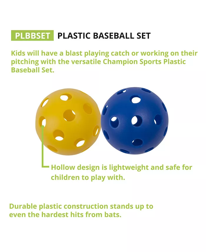 Champion Sports Plastic Baseballs  Set of 18