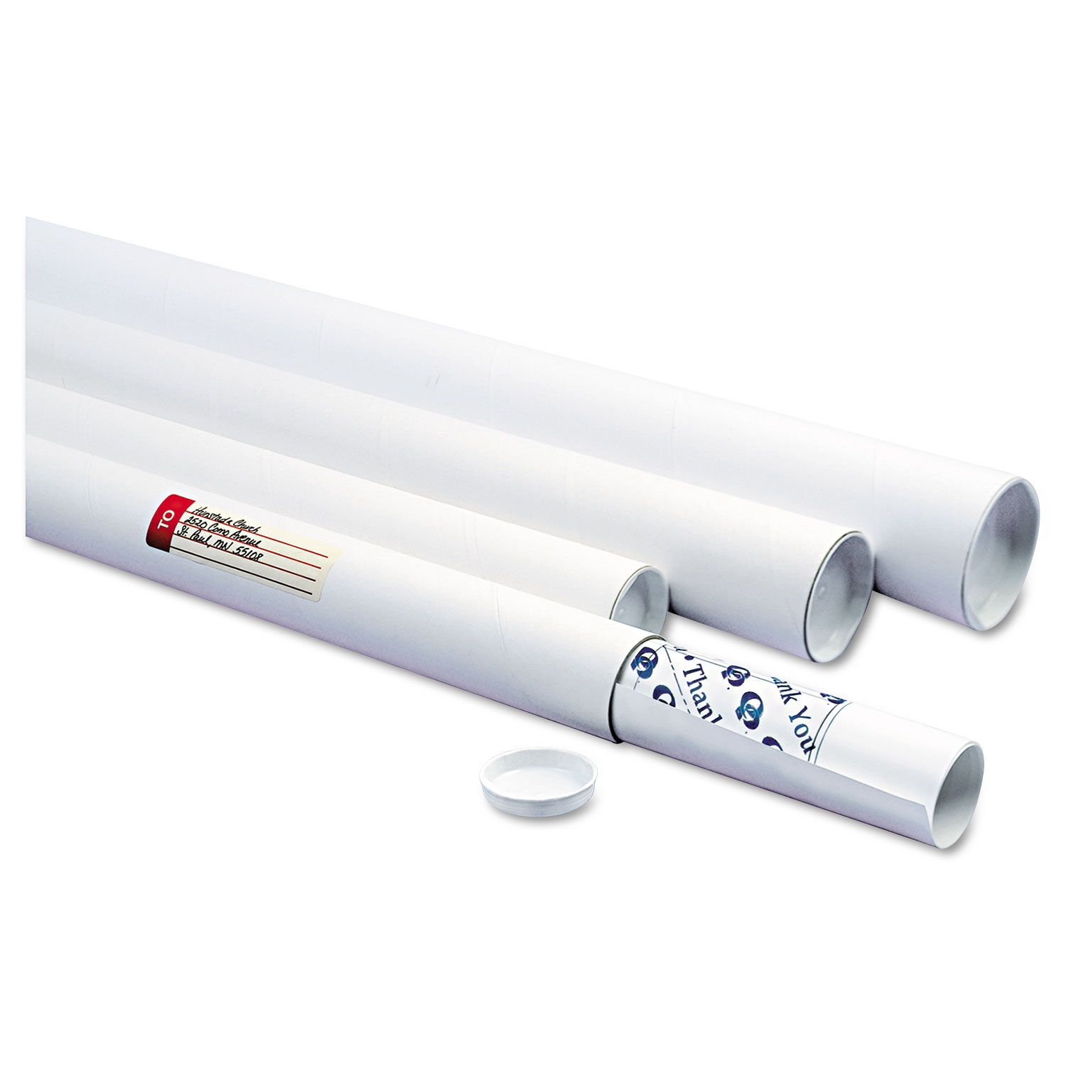 White Mailing Tubes by Quality Parkandtrade; QUA46018