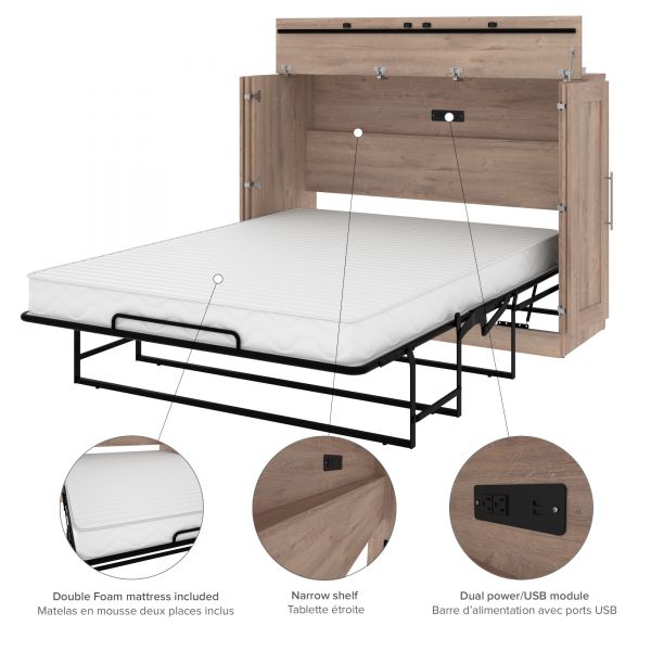 Bestar Pur by Bestar Full Cabinet Bed with Mattress in Rustic Brown