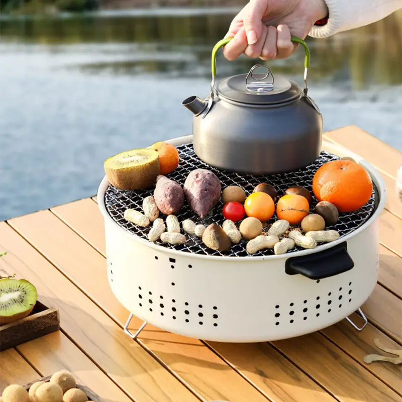 Outdoors Camping Picnic Indoor Party Cooking Round Portable Charcoal Stove Barbecue BBQ Charcoal Grill