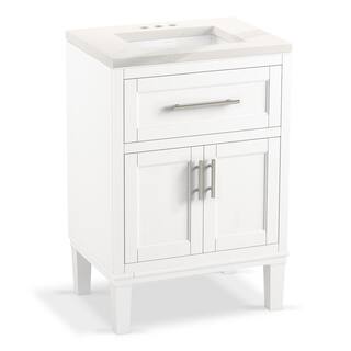 KOHLER Chesil 24 in. W x 18.64 in. D x 36.14 in. H Bathroom Vanity in White with Bianco Bella Top R35902-ASB-0