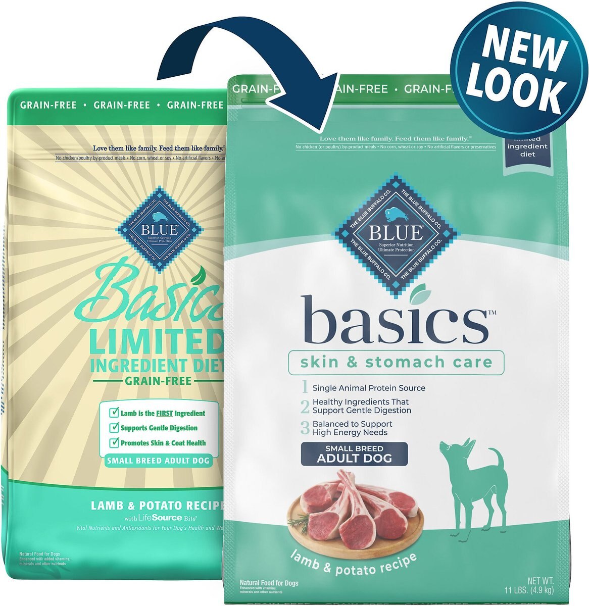 Blue Buffalo Basics Skin and Stomach Care Grain-Free Formula Lamb and Potato Recipe Small Breed Adult Dry Dog Food