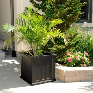 Mayne Cape Cod 20 in Square Self-Watering Black Polyethylene Planter 4838-B