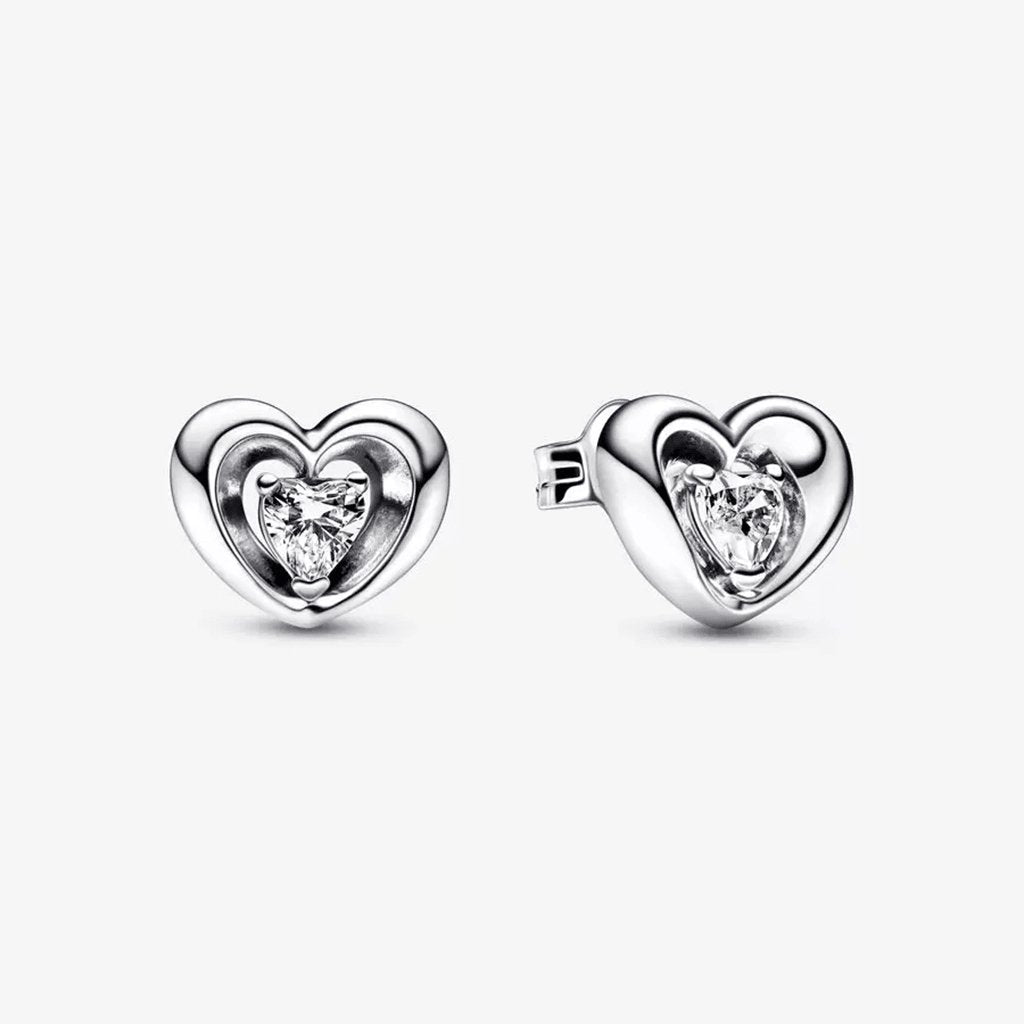 PANDORA  Radiant Heart & Floating Stone Stud Earrings