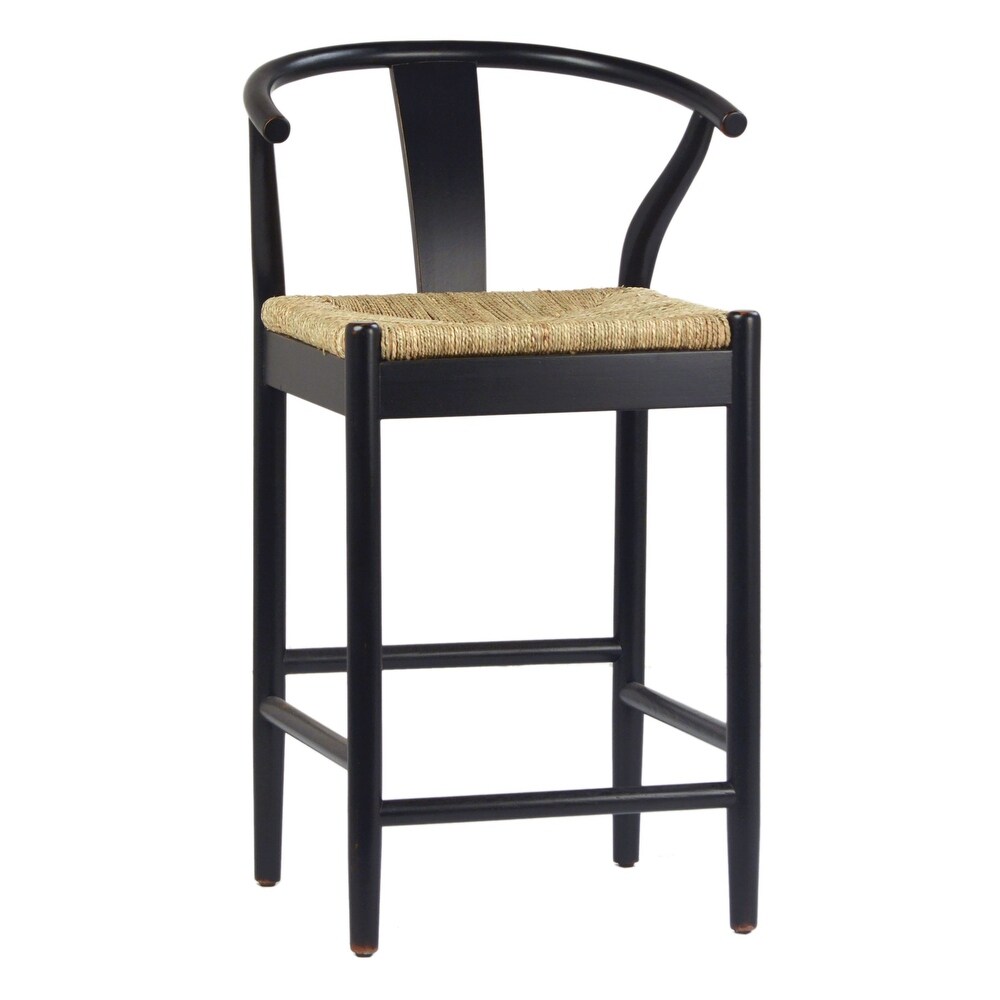 Kairo Oak and Natural Woven Wicker Dining Counter Stool