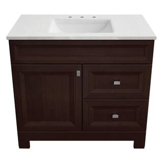 Home Decorators Collection Sedgewood 36.5 in. W Configurable Bath Vanity in Cognac with Solid Surface Top in Arctic with White Sink PPLNKDCG36D