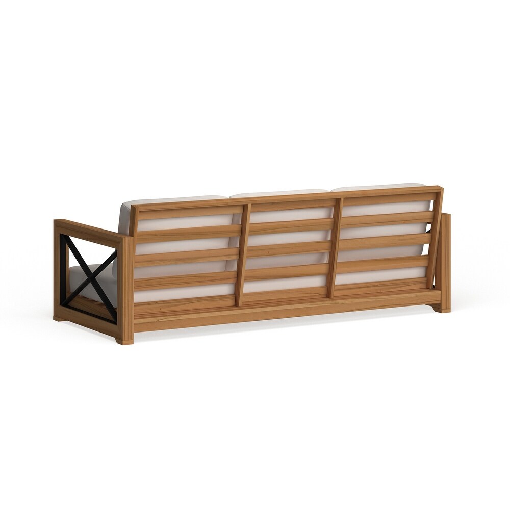 SAFAVIEH Couture Curacao Outdoor Teak 3 Seat Sofa