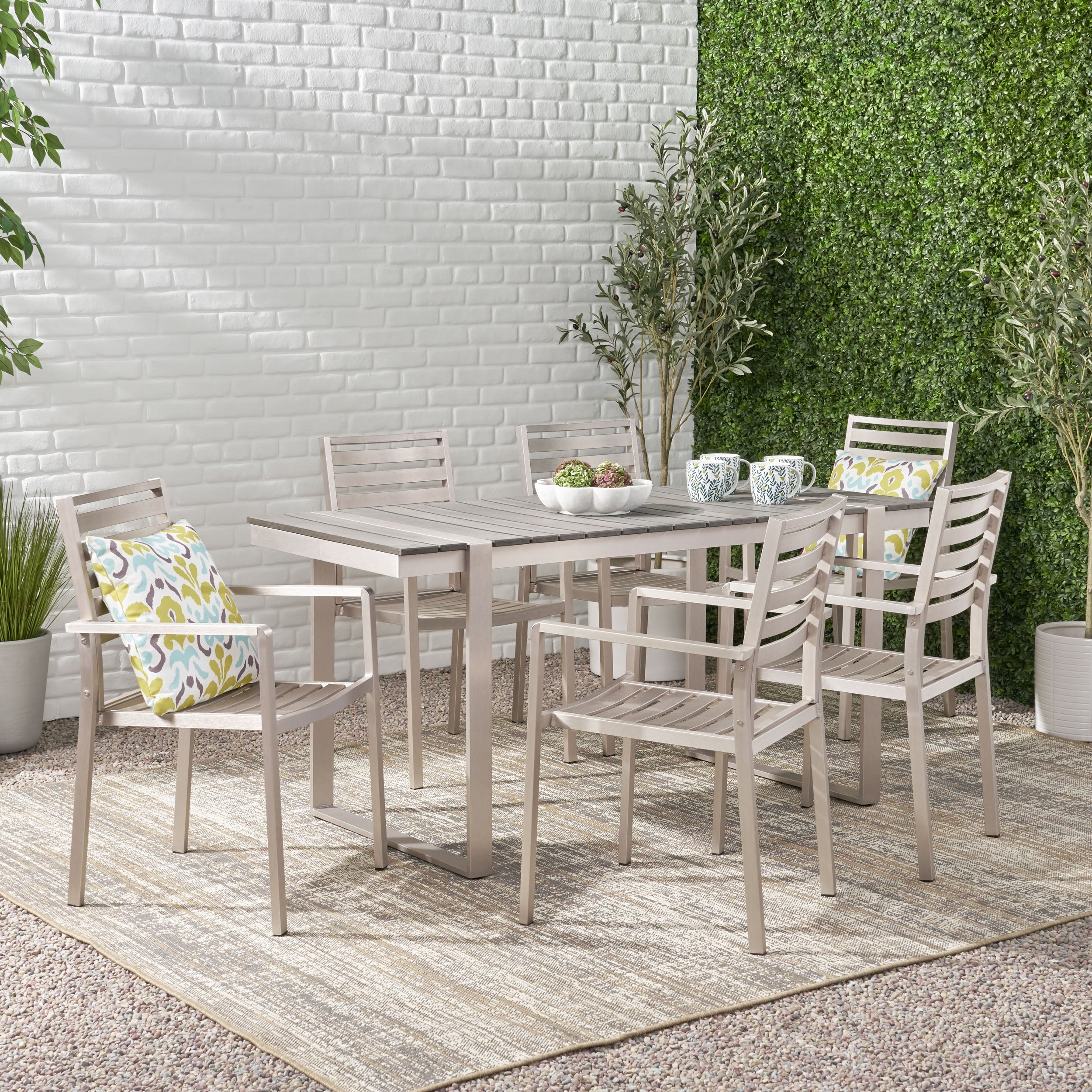 Mora Outdoor 7 Piece Aluminum Dining Set