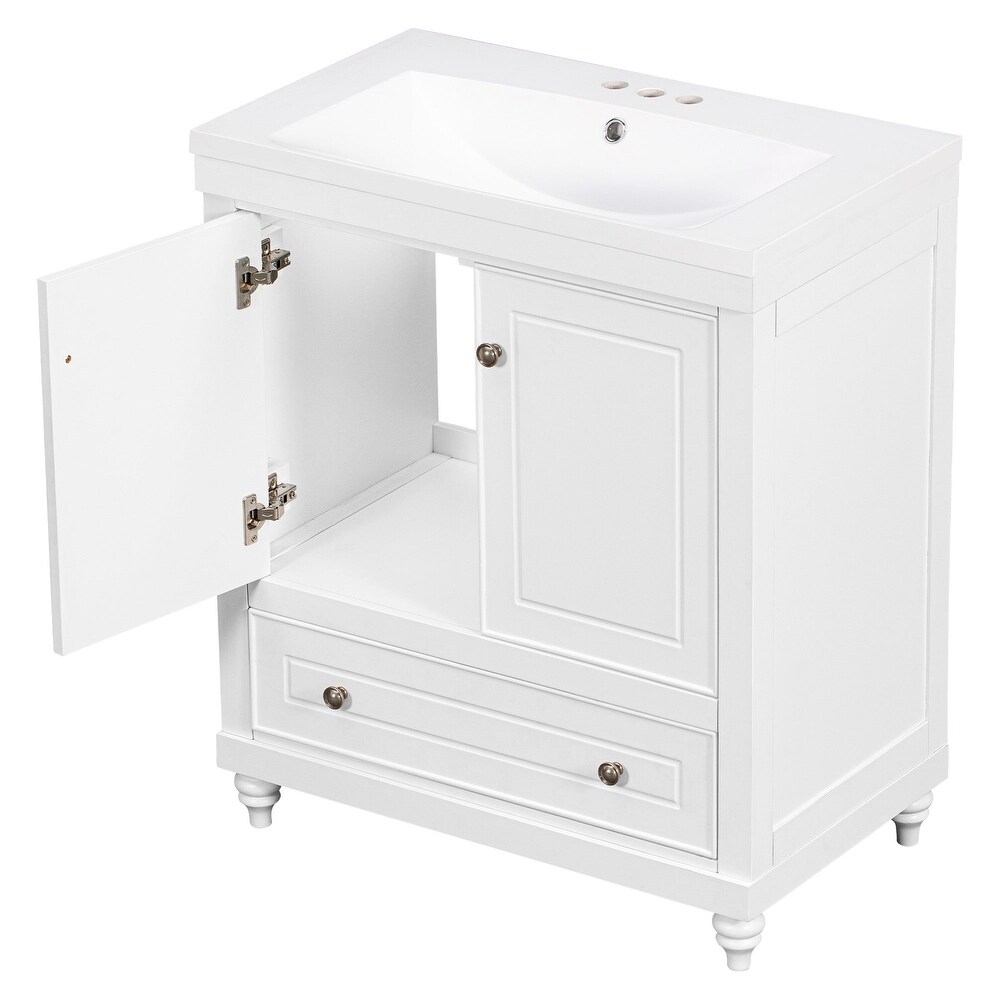 MDF Freestanding Bathroom Vanity Set with Drawer  Integrated Sink and Doors