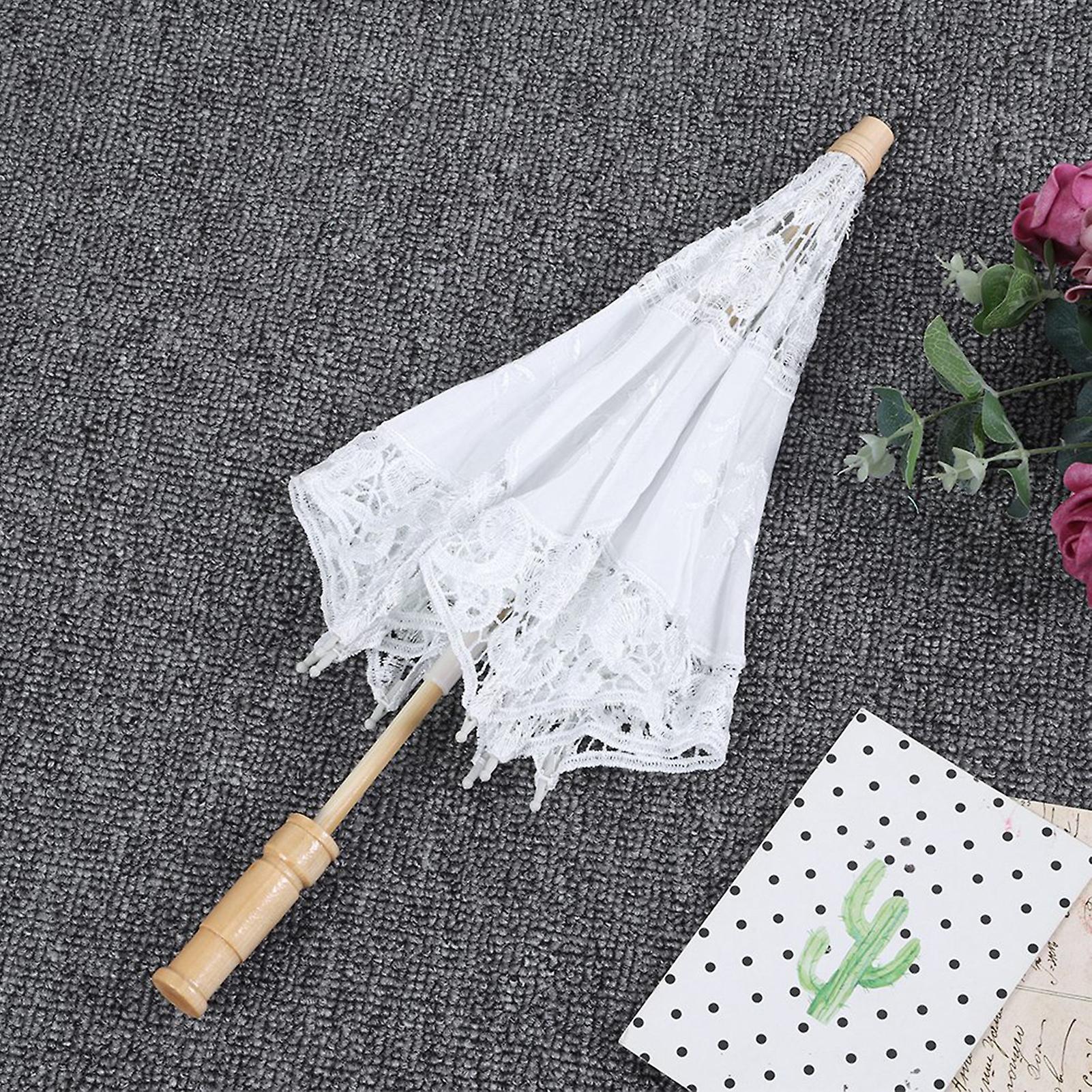 West Style Bridal Lace Umbrella Parasol Banquet Stage Photography Prop Wedding Supplieswhite L Size