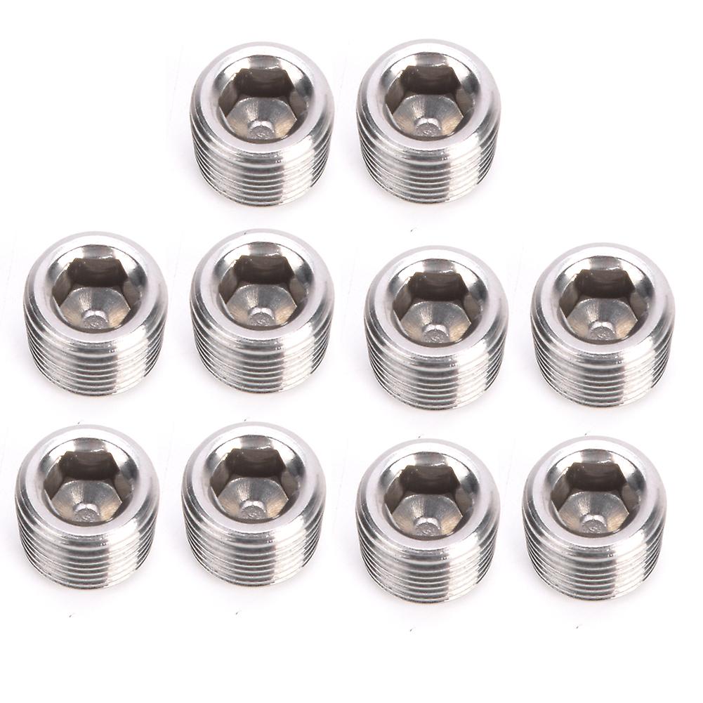 10pcs 304 Stainless Steel Pipe Fitting Plug Head Male Thread Bspp Hex Plug Head1/8in