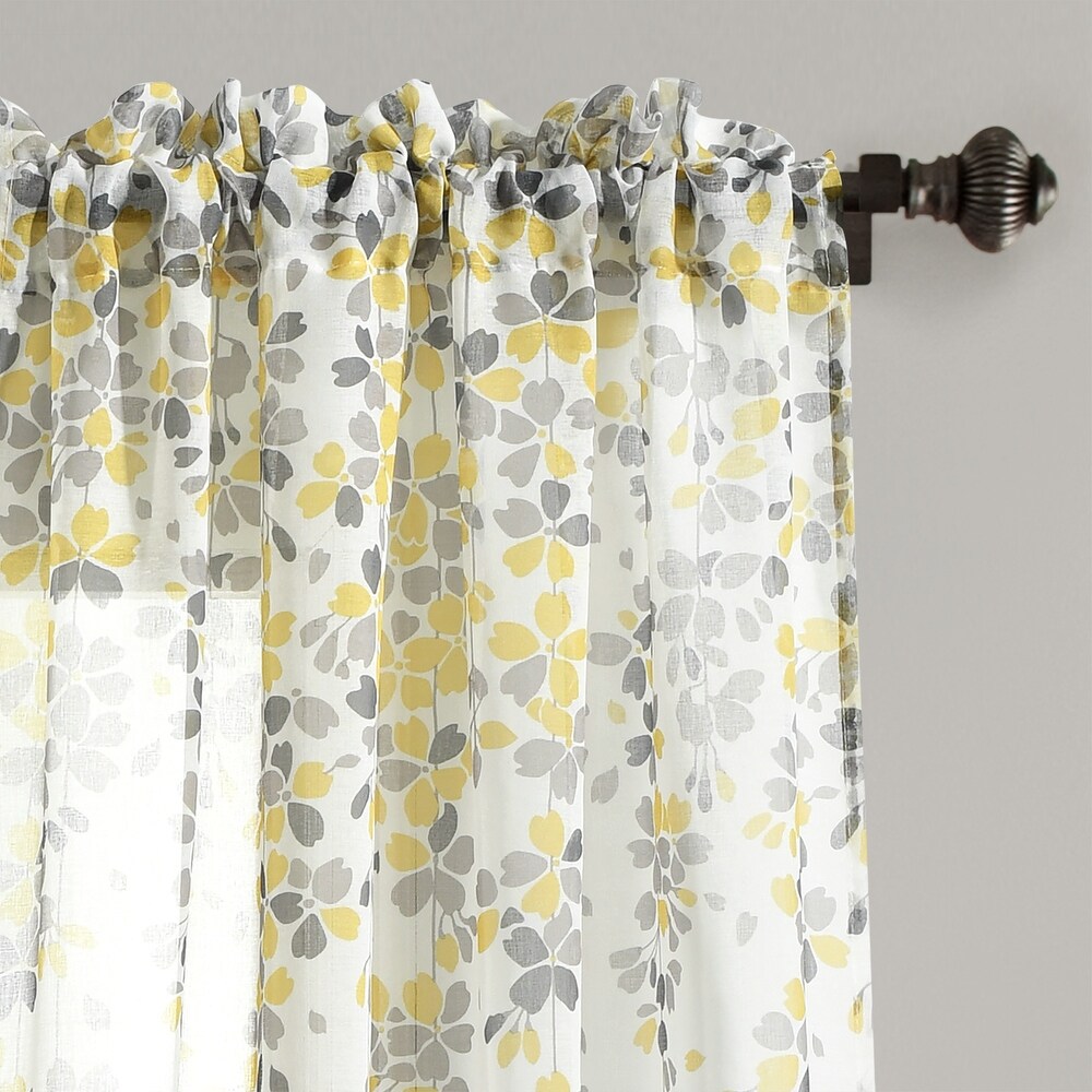 Lush Decor Weeping Flower Sheer Window Curtain Panel Pair   84\