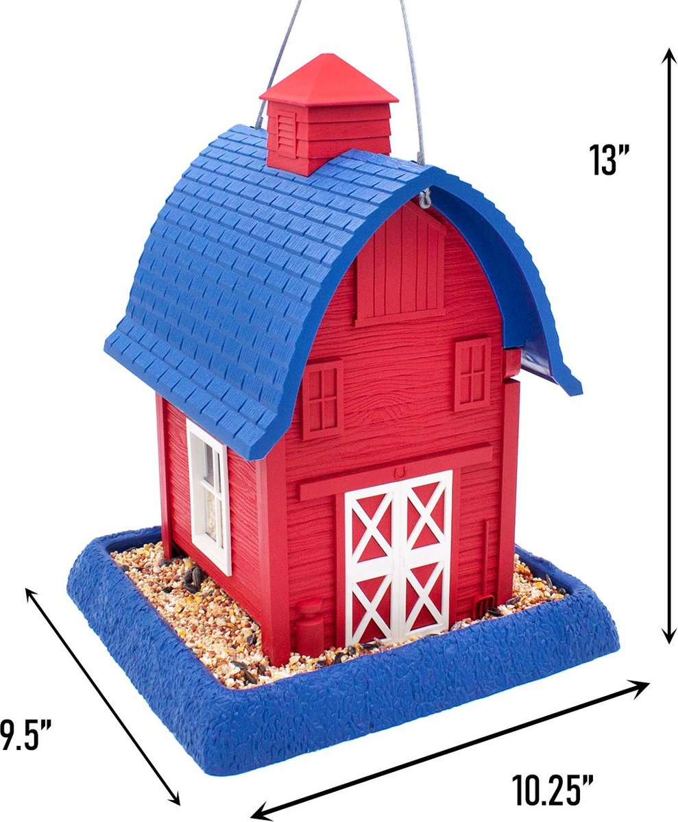 North States Americana Barn Bird Feeder， Red and Blue