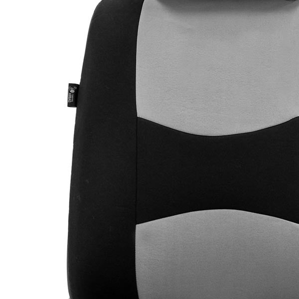 FH Group Flat Cloth Airbag and Built-In Seatbelt Compatible Low Back Seat Covers， Gray and Black， Pair