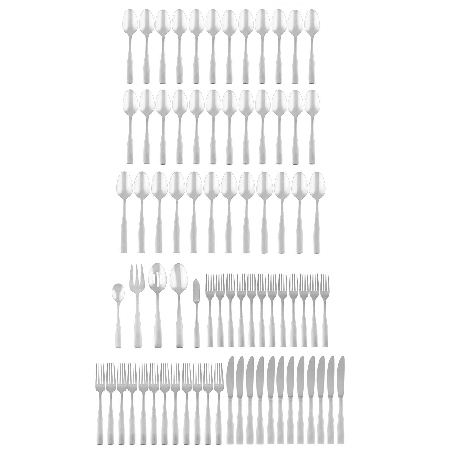 Cambridge Silversmiths Revive Satin 77-Piece Expanded Flatware Set， Service for 12