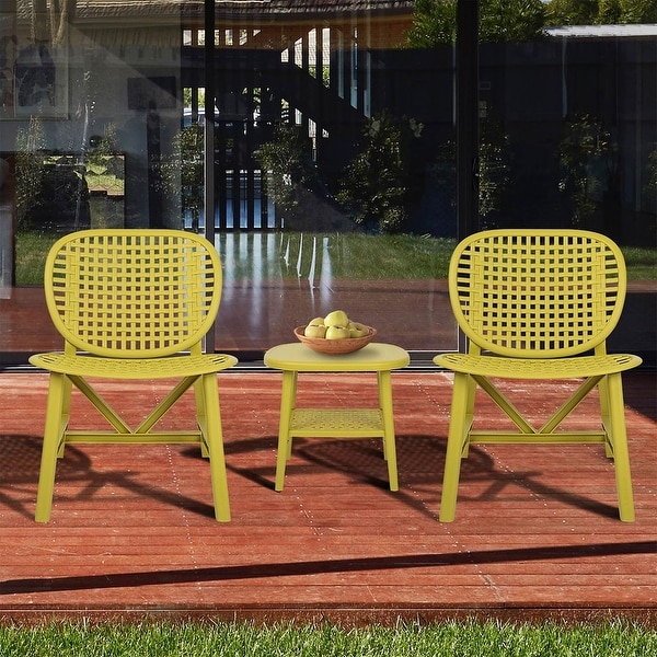 3Piece Hollow Design Patio Table Chair Set，Outdoor Bistro Set