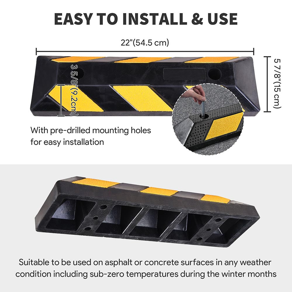 Yescom 22 in Commercial Rubber Parking Stop Block Wheel Tire Curb