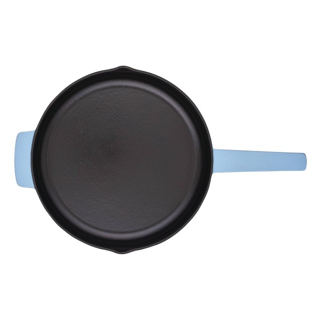 Enameled Cast Iron Induction Skillet With Helper Handle And Pour Spouts Blue Velvet