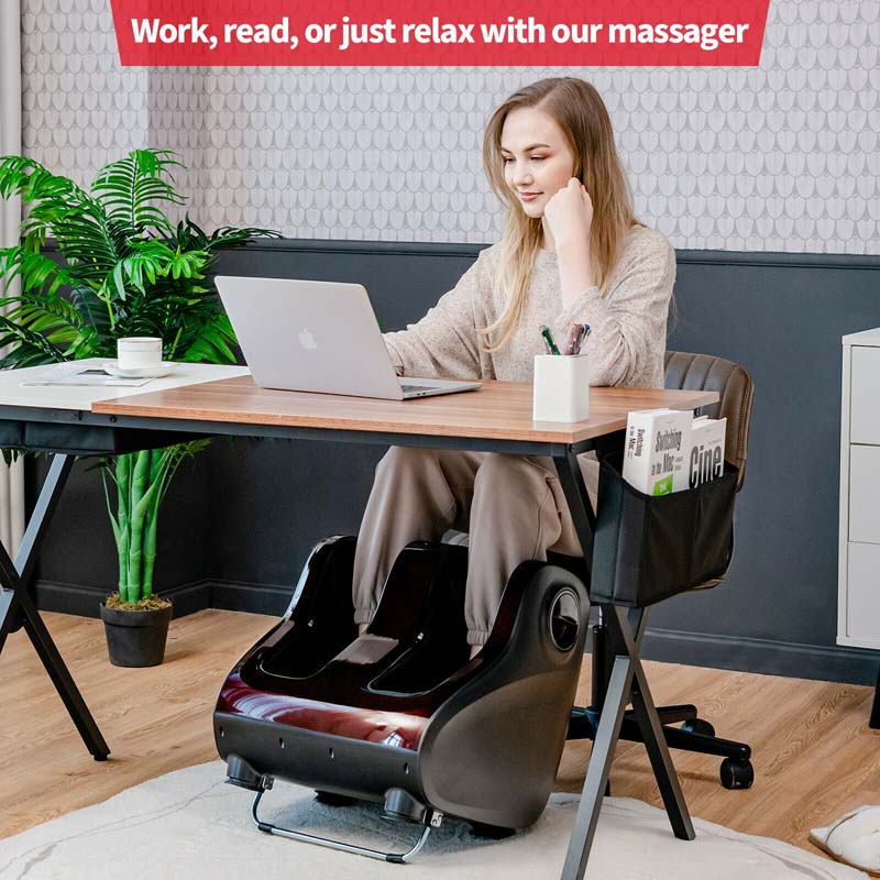 Foot & Calf Massager with Heat & Remote, Shiatsu Kneading Electric Massage Machine with Adjustable Tilt Base, Timer, LCD Screen