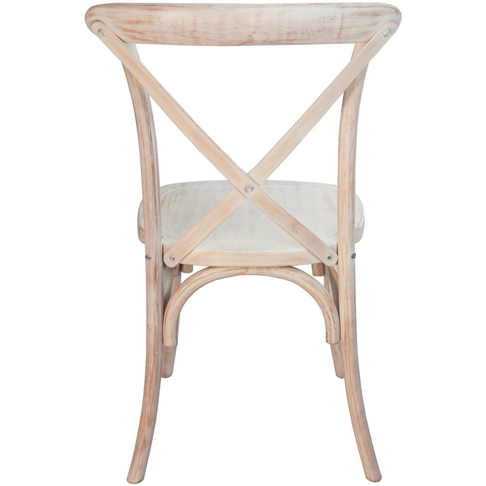 Merrick Lane X-Back Bistro Style Wooden High Back Dining Chair in Lime Wash， Wood