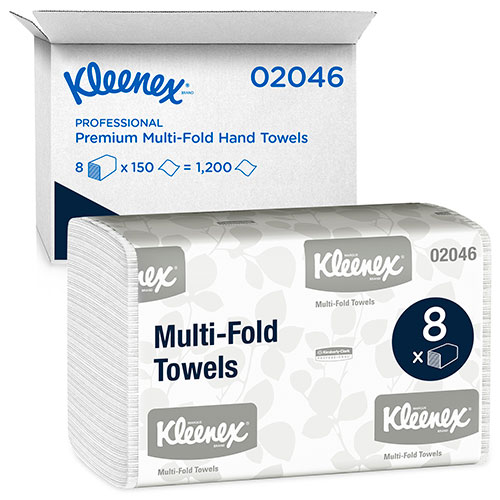 Kimberly-Clark Kleenex Multifold Paper Towels (02046) | Absorbent， White， 8 Packs