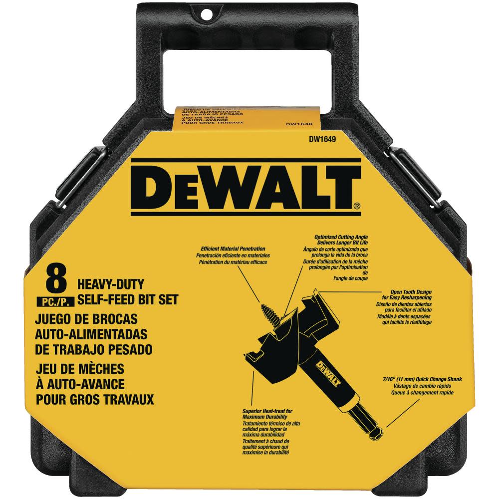 DEWALT 8-Piece Assorted Woodboring Self-feed Drill Bit Set