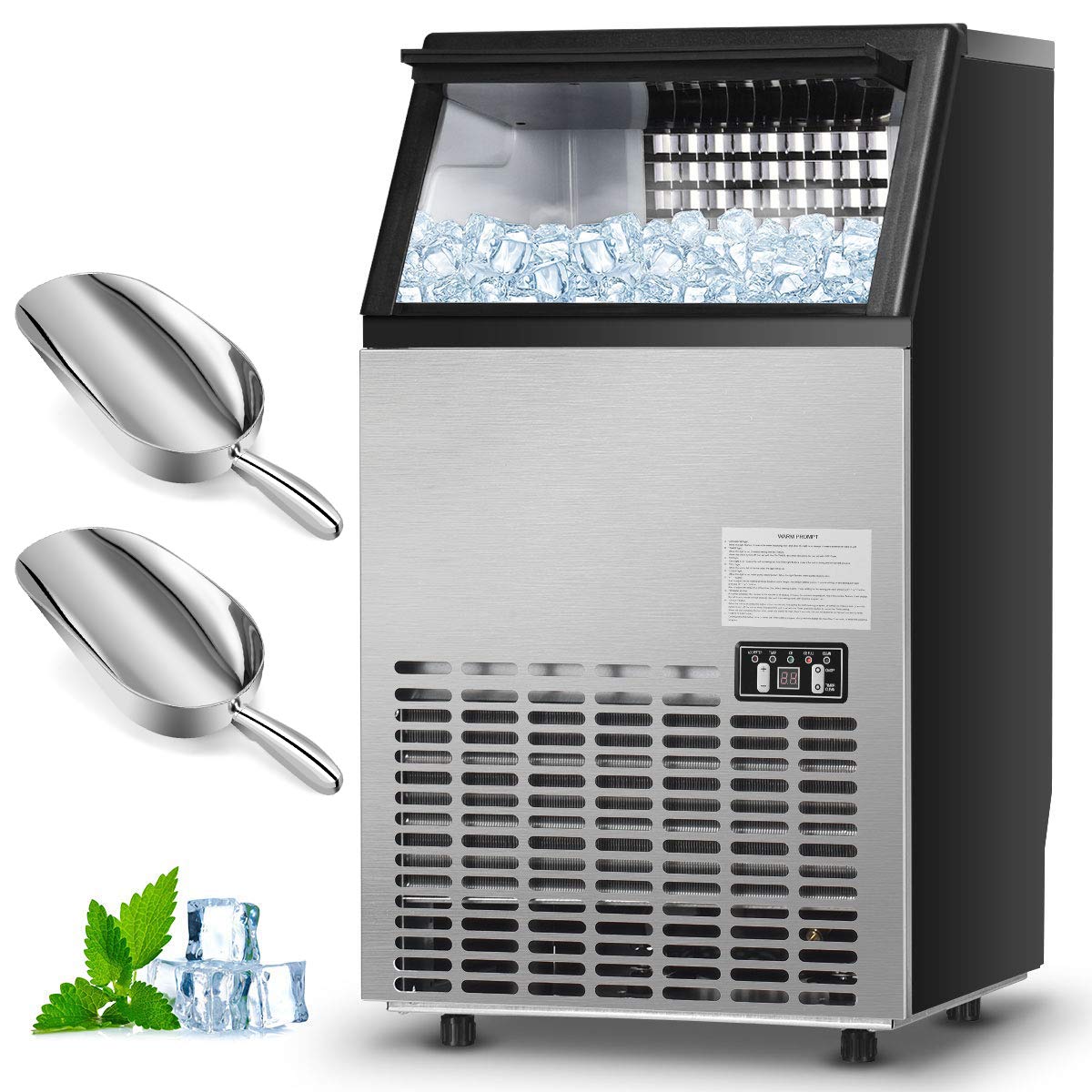 Costzon Commercial Ice Maker, Built-in Stainless Steel Ice Maker, 110LBS/24H, 33LBS Storage Capacity