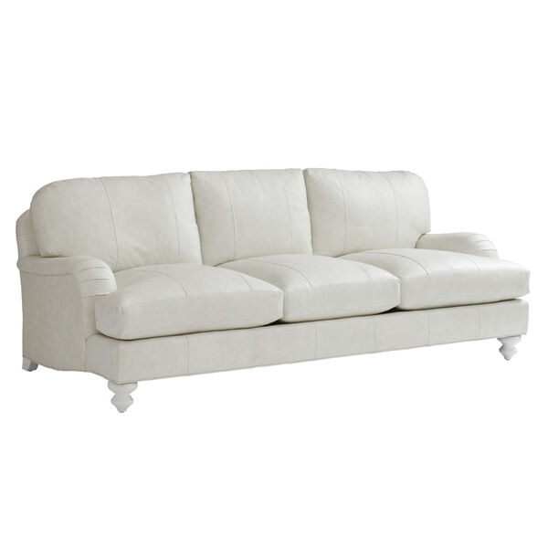 Ocean Breeze White Gilmore Leather Arm Sofa