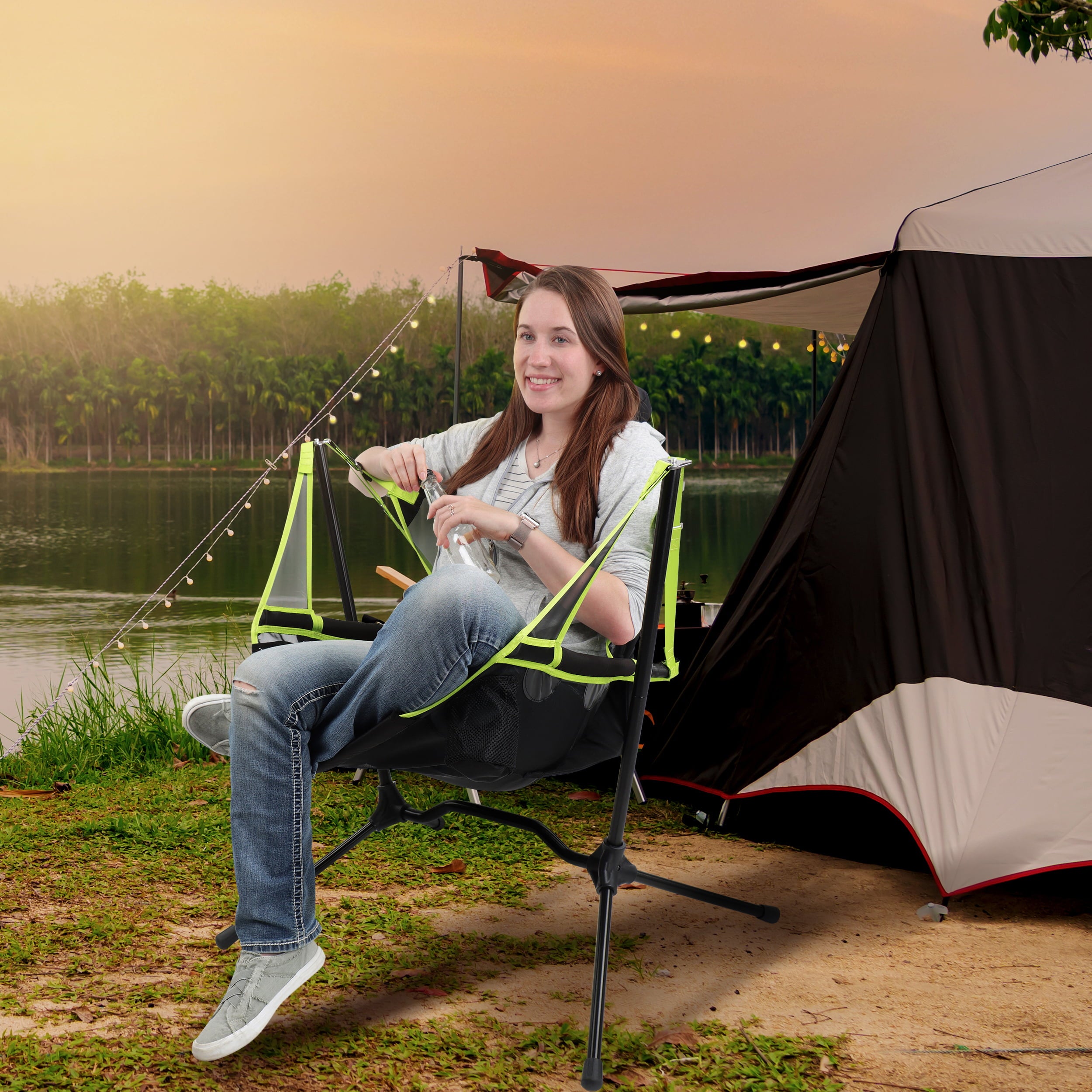 Neature Camp Swing Folding Chair Rocker - Outdoor Camping Portable Hammock