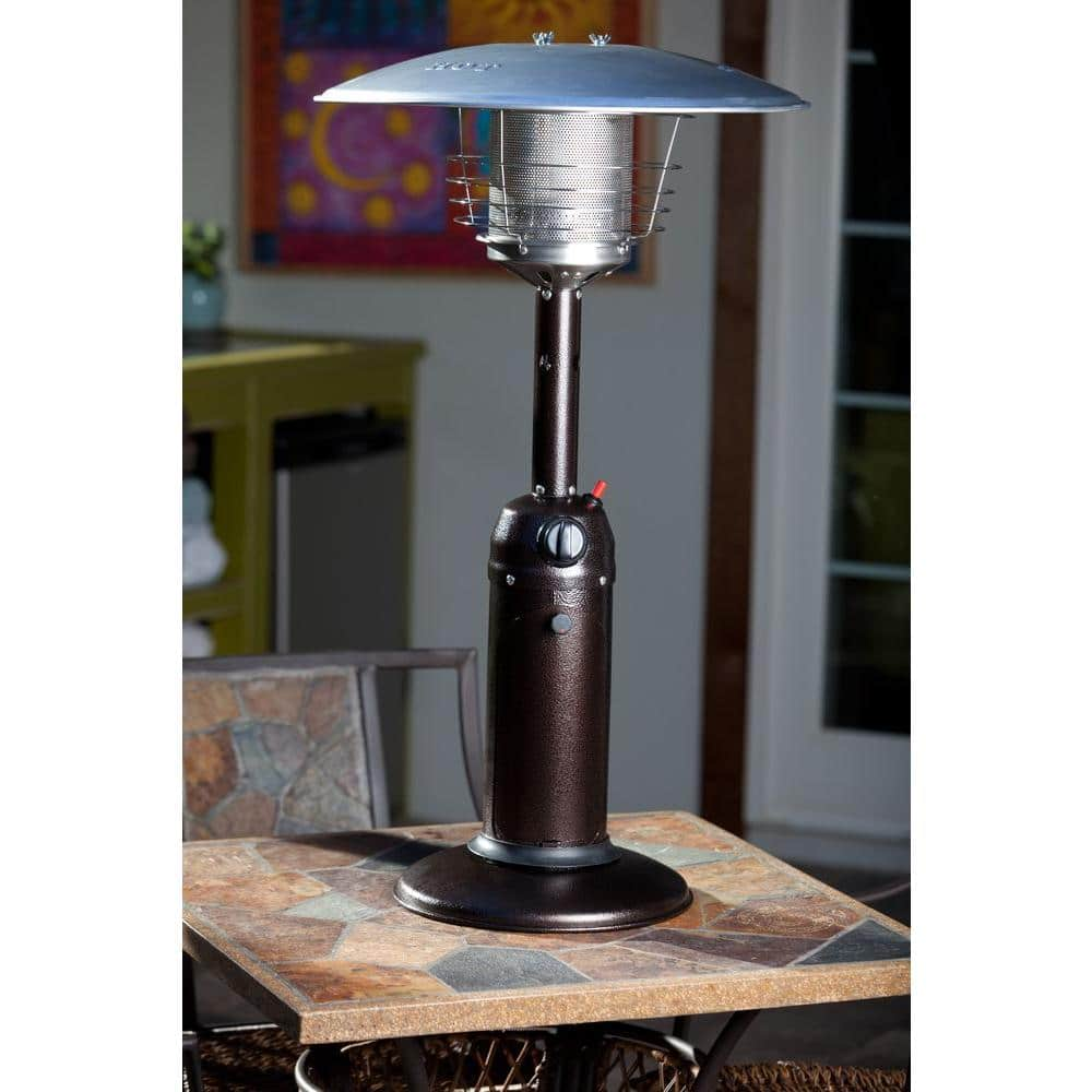 Fire Sense 10,000 BTU Hammered Bronze Tabletop Propane Gas Patio Heater 61322