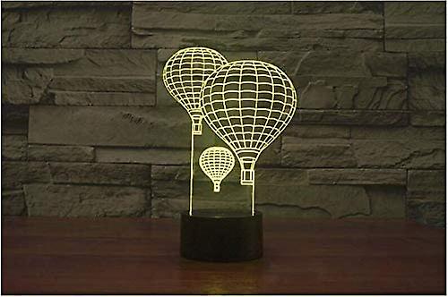 3d Hot Air Balloon Night Light Touch Switch 7 Color Change Led Light Table Desk Lamp Acrylic Flat Abs Base Usb Charger Home Toy Birthday Xmas Kid Chil