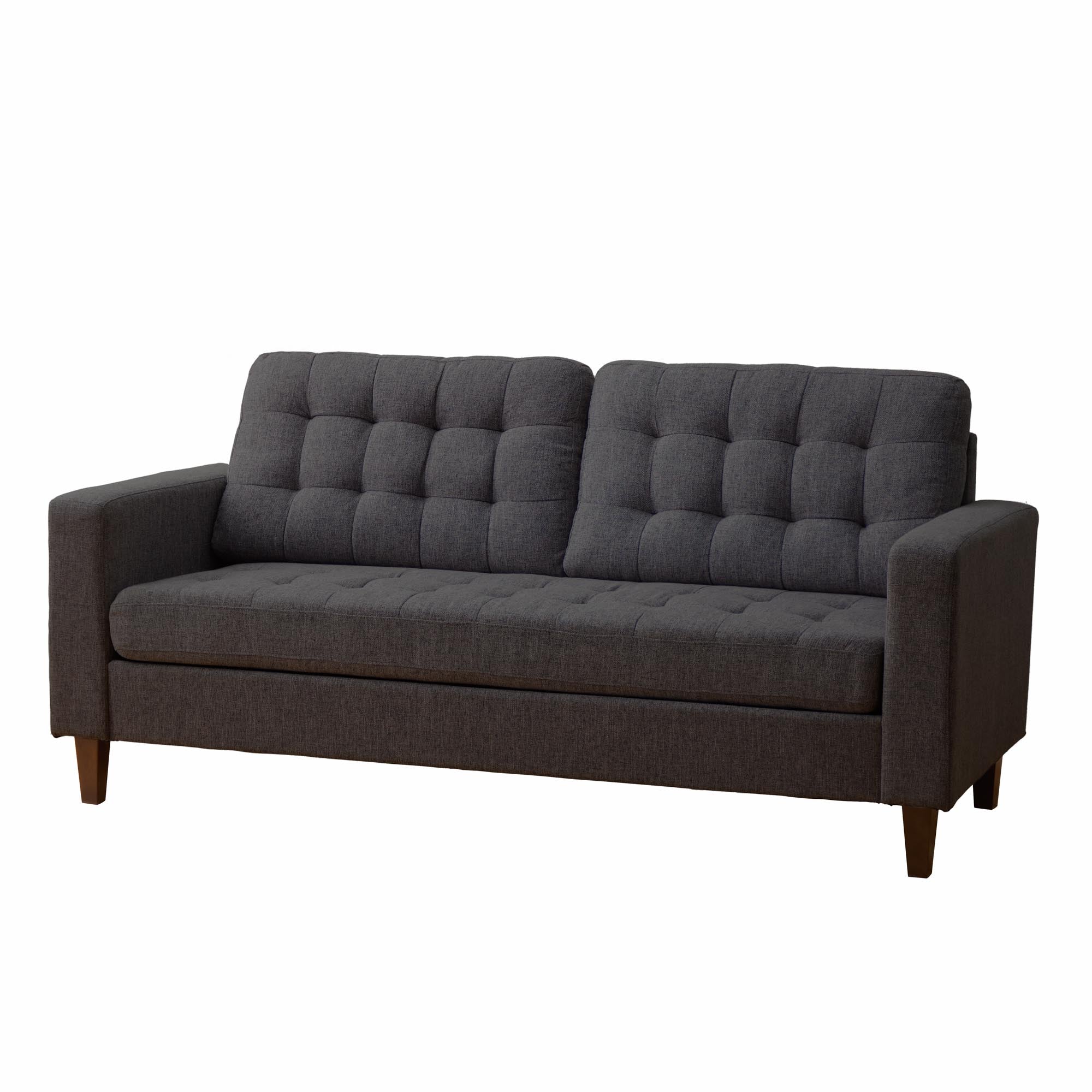 Mayview Carraway Upholstered Sofa with Tufting, Charcoal