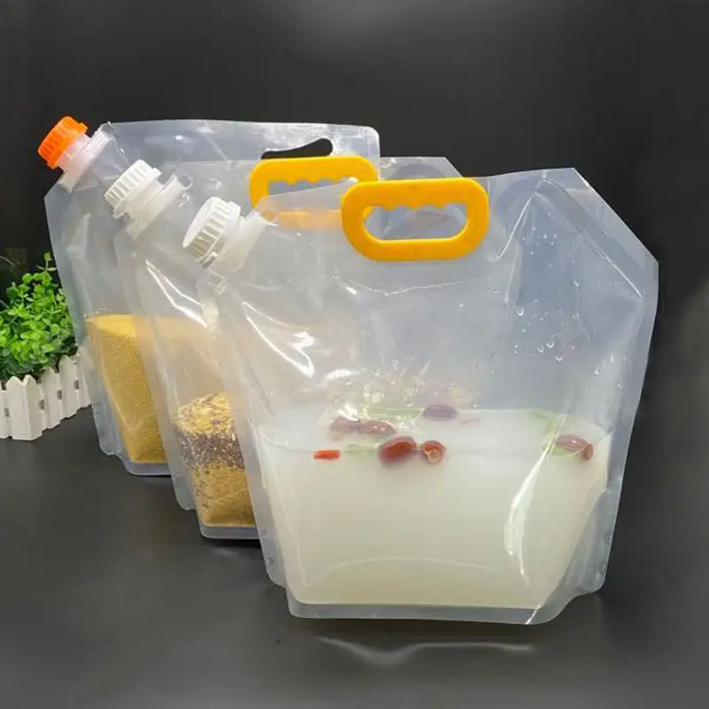 1.5/3/5L Foldable Beer Bag Transparent Stand Up Plastic Juice Milk Packaging Bag Outdoor Camping Hiking Portable Water Bags