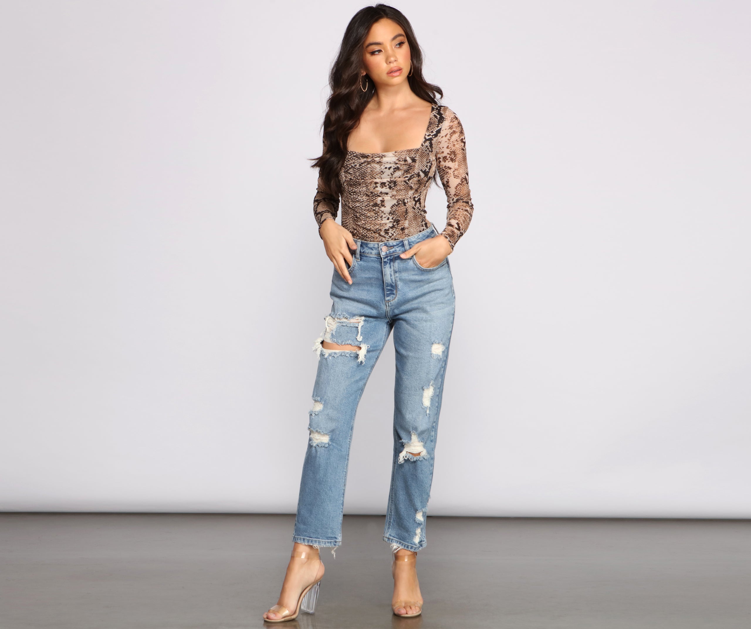 Trendy Stunner Snake Print Bodysuit