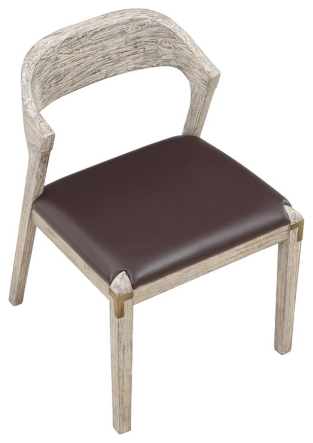 Boraam Montana Faux Leather and Wood Dining Side Chair   Farmhouse   Dining Chairs   by Homesquare  Houzz