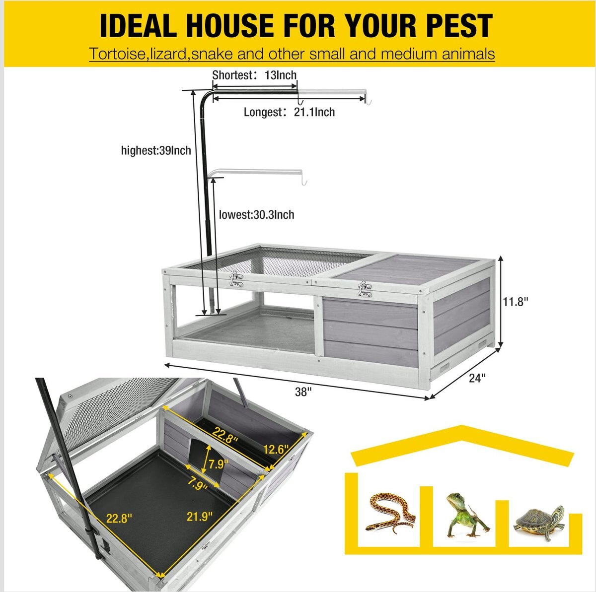 Aivituvin Wooden Tortoise and Reptile Habitat Cage