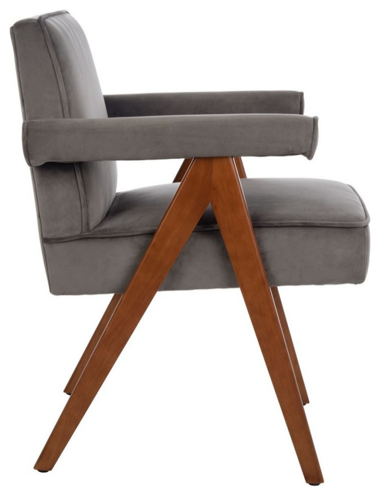 Katie Mid Century Arm Chair Dark Gray Velvet/Walnut   Midcentury   Armchairs And Accent Chairs   by V.S.D Furniture  Houzz