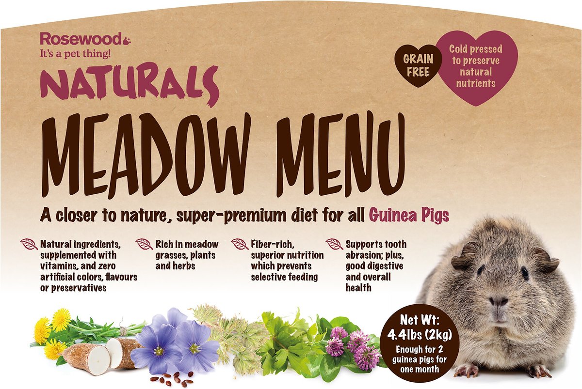 Naturals by Rosewood Meadow Menu Grain-Free Guinea Pig Food， 4.4-lb bag