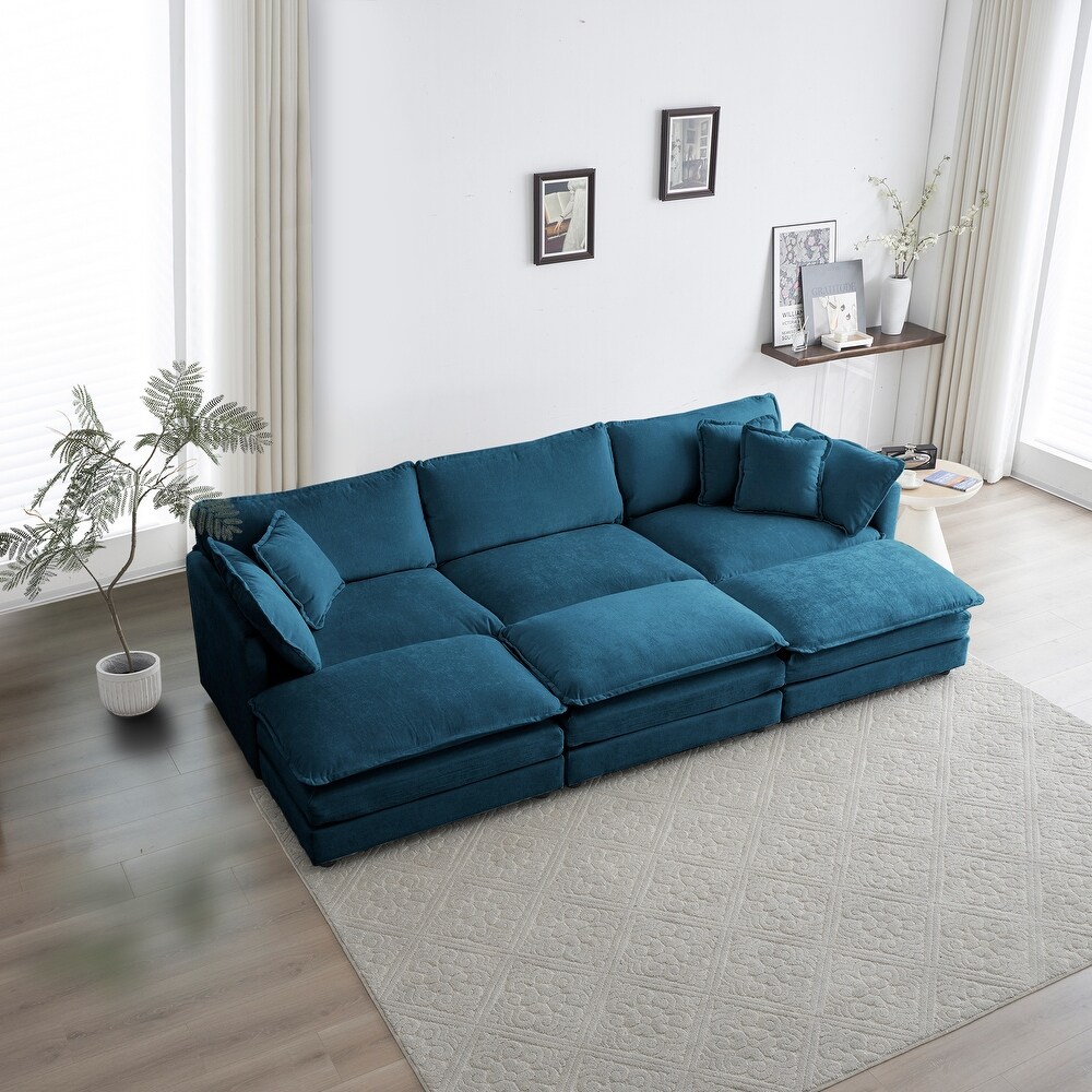 U Shaped Modular Sectional Couch with Reversible Chaise 6 Seater Sectional Super Soft Sofa with Pillows for Livingroom