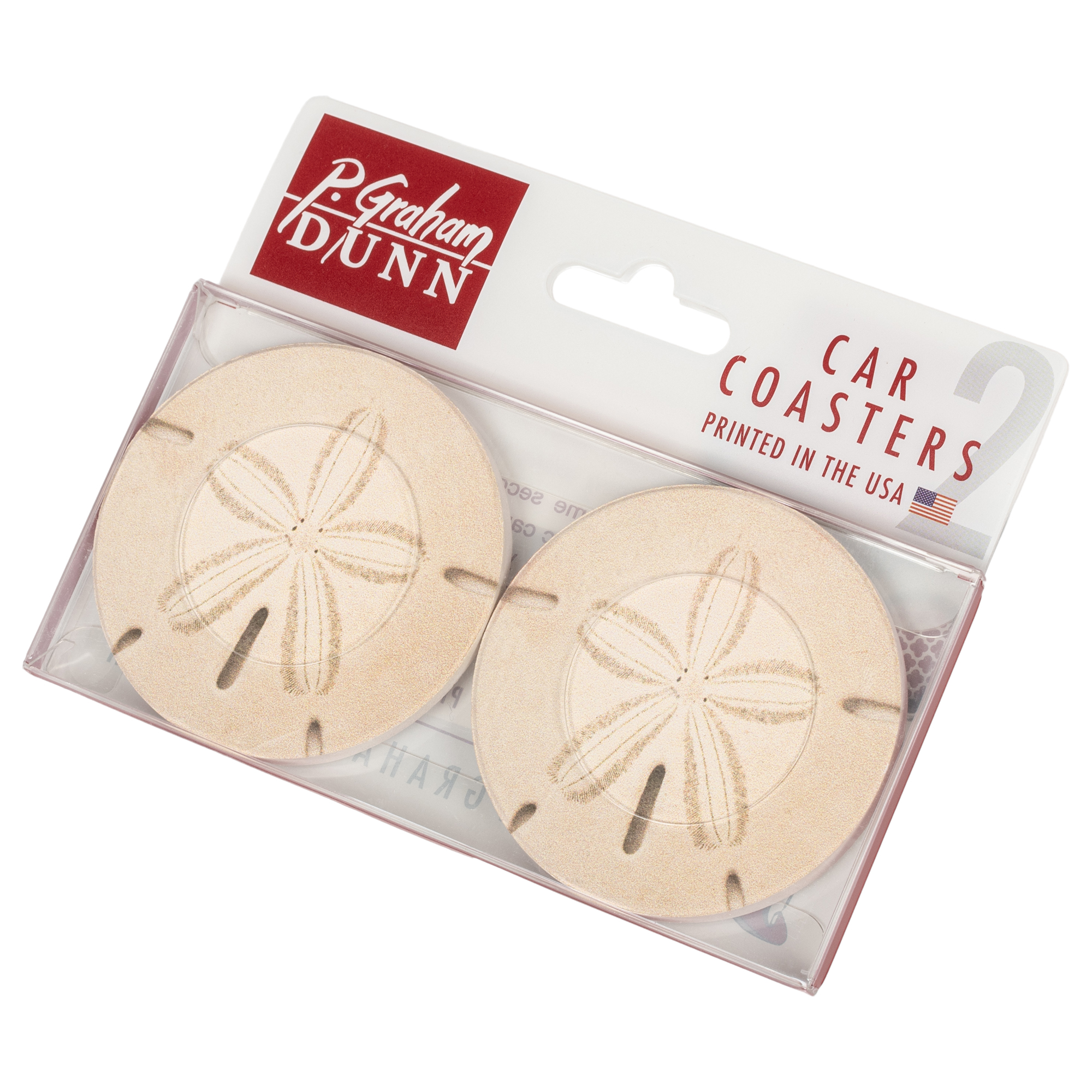 Sand Dollar Seashell Coastal 2.75 x 2.75 Absorbent Ceramic Car Coasters Pack of 2