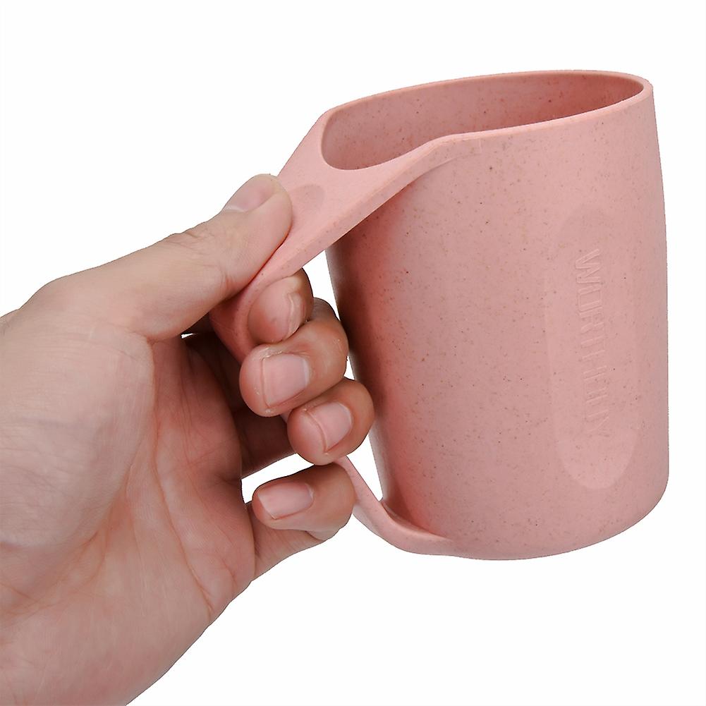 Healthy Wheat Straw Tooth Cup Water Drinking Mug Fashionable Slant Cups Pink