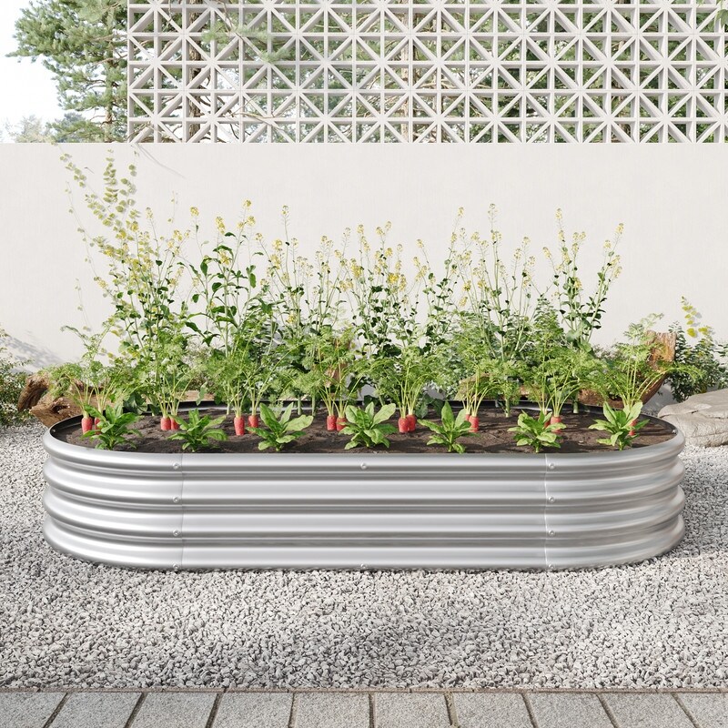 Outdoor Raised Garden Bed for Gardening Vegetables Metal Planter Box