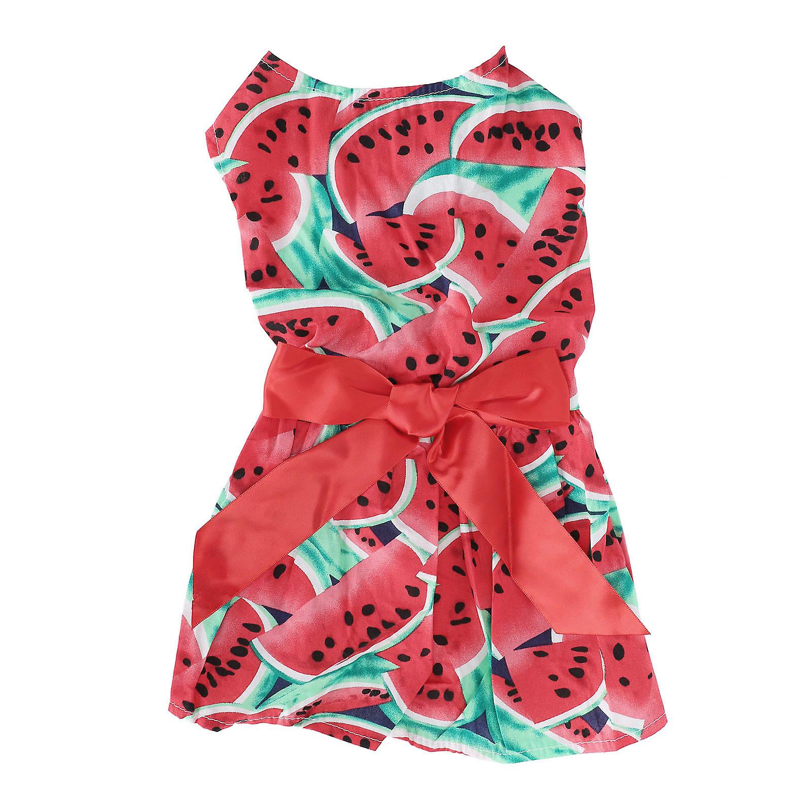 Pet Small Dog Polyester Clothes Soft Dress Costume Fruit Pattern Skirt For Summer Partywatermelon Red Xs