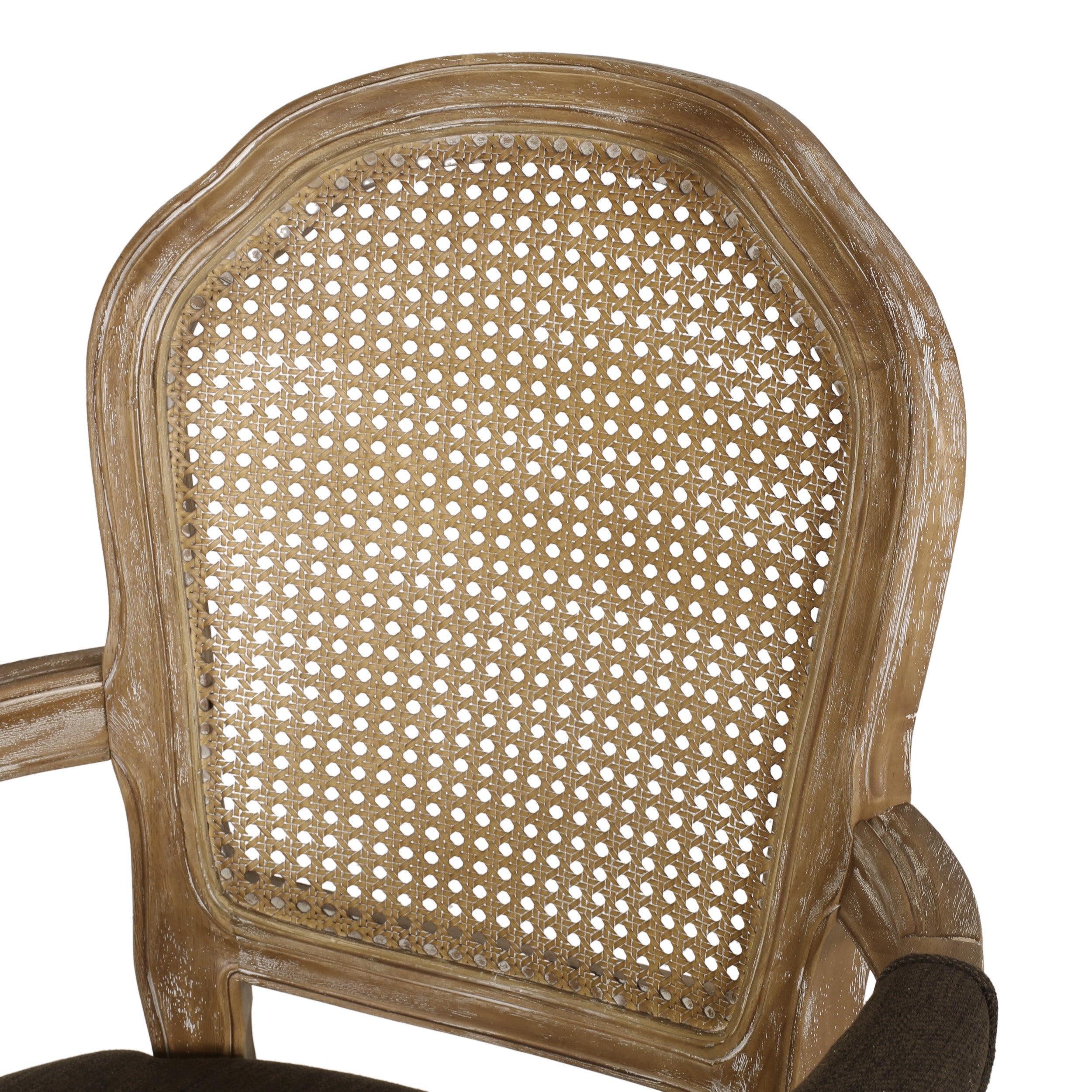 Mariette French Country Wood and Cane Upholstered Dining Chair, Set of 6