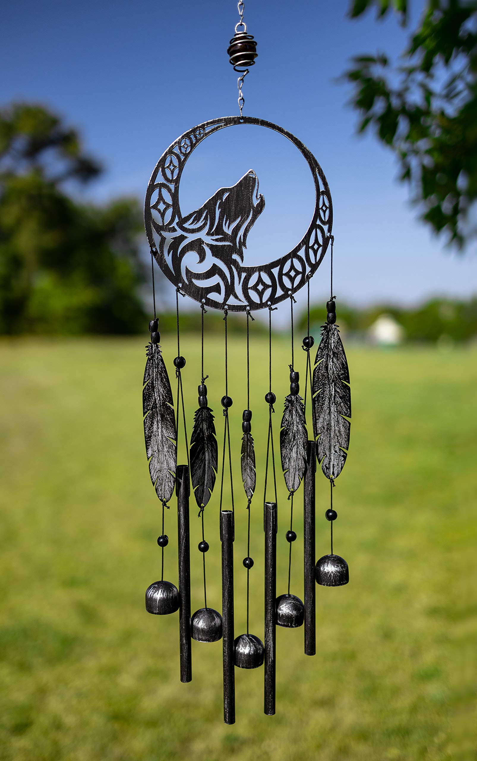 Dawhud Direct | Vp Home Tribal Wolf Dreamcatcher Outdoor Garden Decor Wind Chime