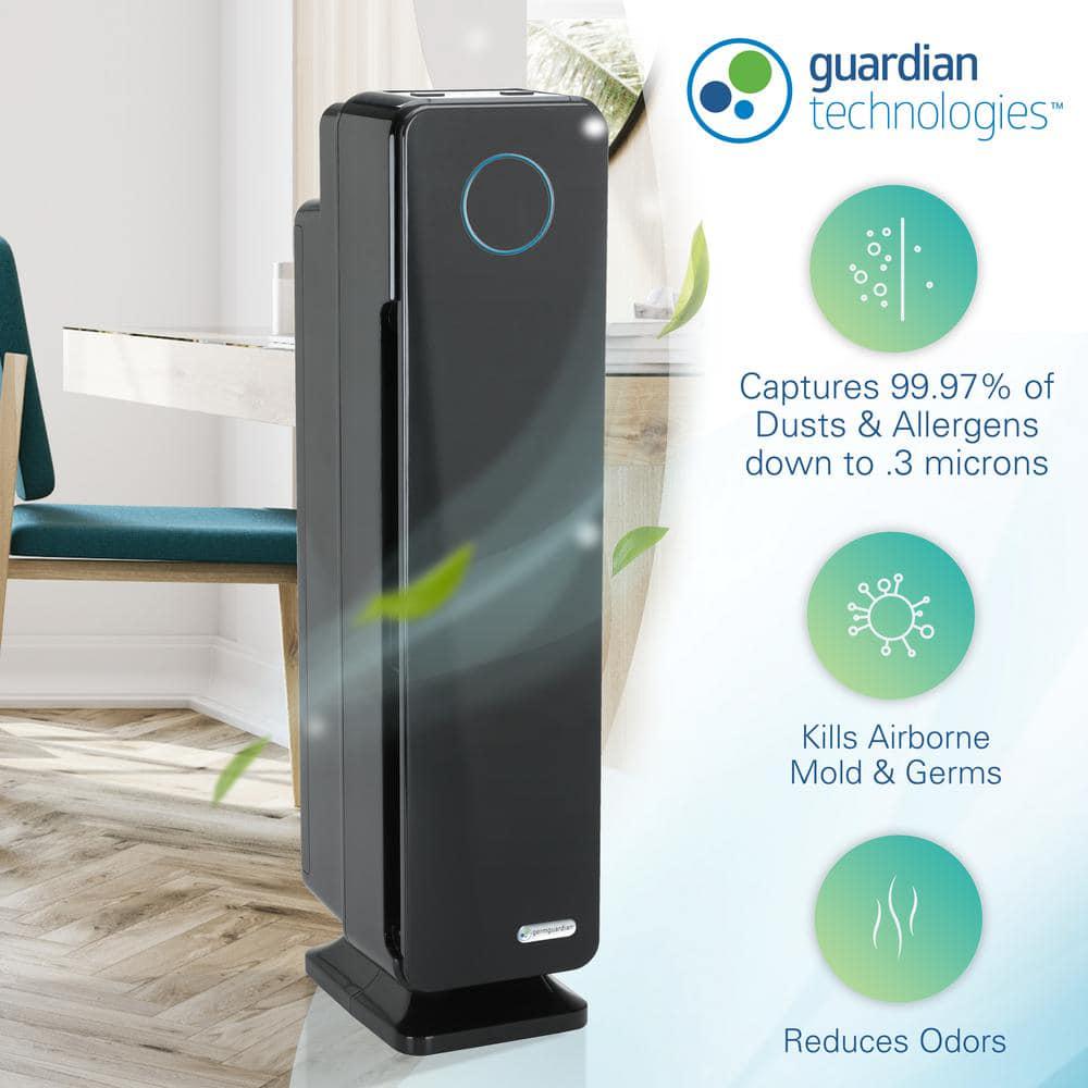 GermGuardian Elite 4in1 3 Speed Air Purifier with True HEPA filter UV Sanitizer for Medium Rooms up to 167 Sq Ft Black