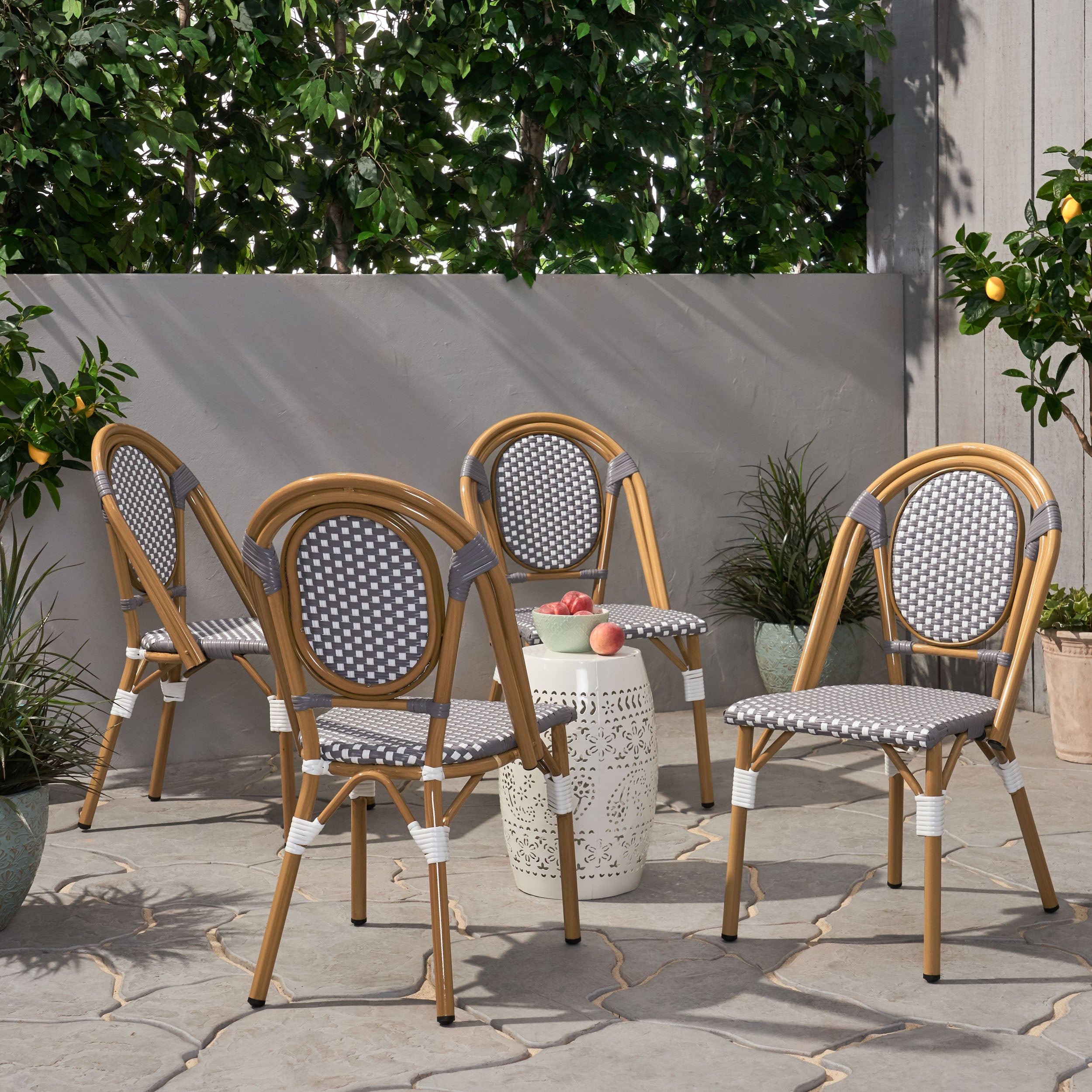 Kazaria Outdoor French Bistro Chairs (Set of 4)