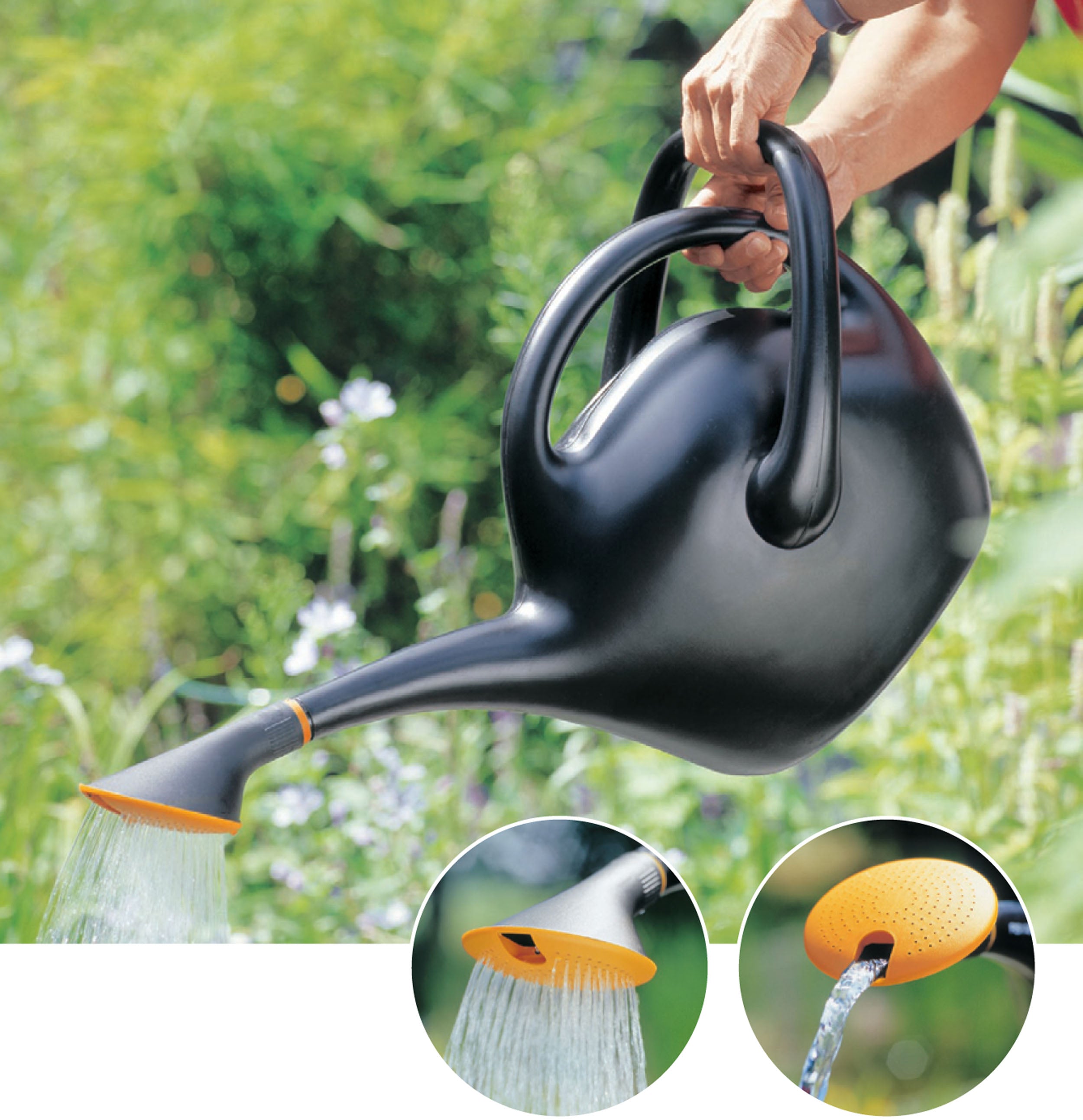 Bloem Watering Can Plastic Easy Pour 2.6 gallon (333 Fl Oz) Black